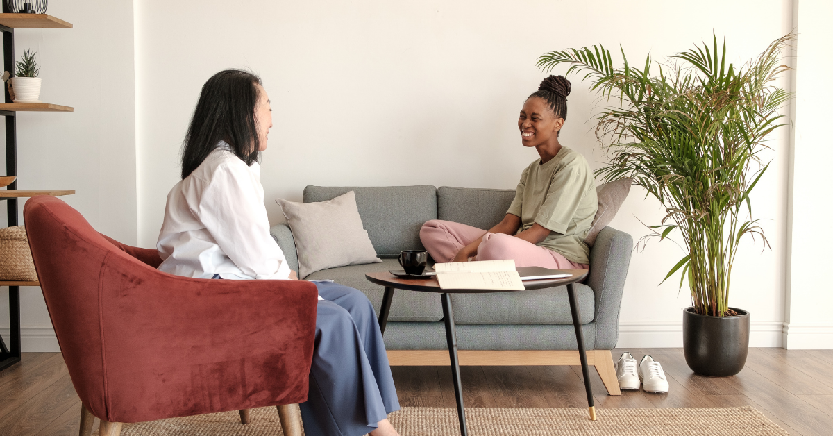 two women talking in therapy