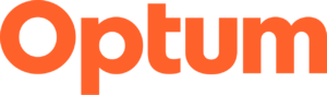 The image shows the word “Optum” in bold, orange lowercase letters on a light background.
