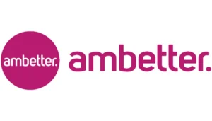 The image shows the Ambetter logo with the word “ambetter.” in lowercase pink letters, alongside a solid pink circle containing “ambetter.” in white text.