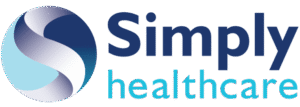 Simply Healthcare logo featuring a stylized “S” in a blue and white circular design next to the company name in blue and light blue text.