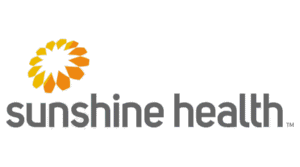 Sunshine Health logo with a stylized yellow sunburst graphic to the left of the company name in gray lowercase letters.